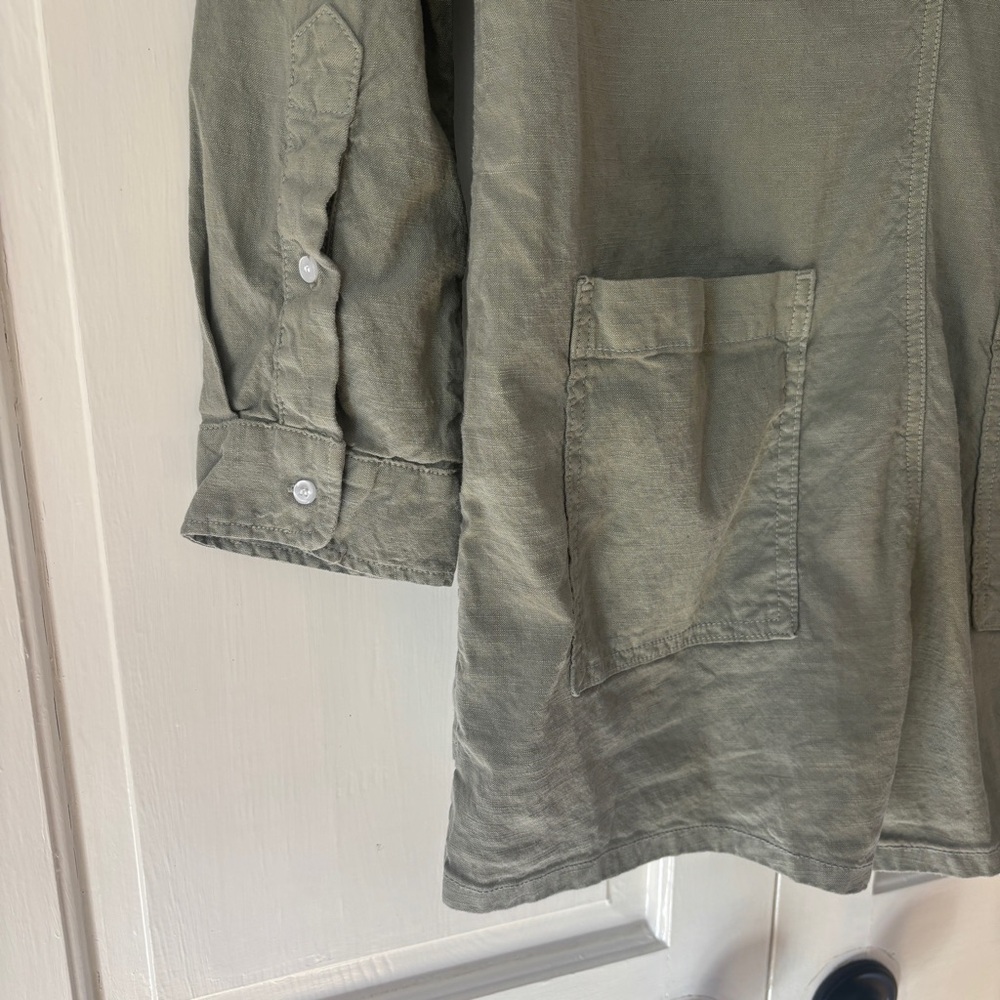 Frank & Eileen Ireland Playsuit Romper Olive Green Size Large Long Sleeve Cotton - Picture 10 of 14